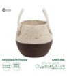 GloboStar® Artificial Garden CAROLINA 20579 Διακοσμητικό Πλεκτό Κασπώ Γλάστρα - Flower Pot Μπεζ με Καφέ και Λευκό Φ27 x Υ26cm
